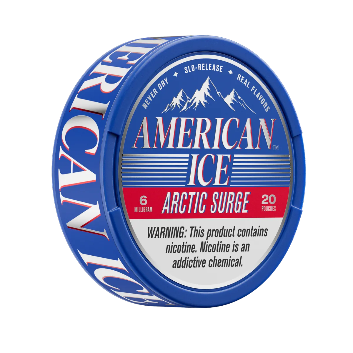 American Ice nicotine pouch tin